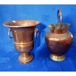A COPPER ICE BUCKET, OF URN FORM