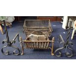 THREE WROUGHT IRON FIRE GRATES