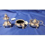 A SILVER PLATED CONDIMENT SET