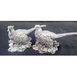 TWO HALLMARKED FILLED SILVER PHEASANTS