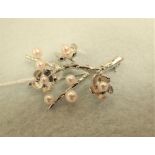 MIKIMOTO PRUNUS BLOSSOM CULTURED PEARL AND SILVER BROOCH