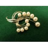 MIKIMOT0 HALLMARKED CULTURED PEARL SPRAY BROOCH