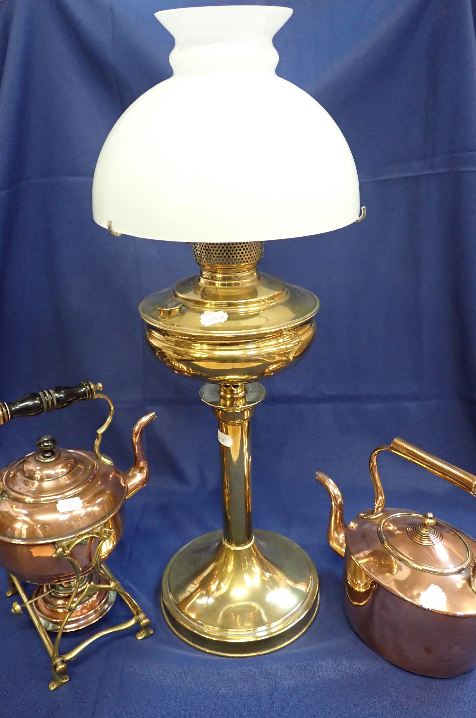 VICTORIAN COPPER KETTLE AND A TEA KETTLE ON STAND