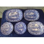A COLLECTION OF 19th CENTURY BLUE AND WHITE 'NUNEHAM' WARES