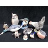 ROYAL COPENHAGEN PORCELAIN FIGURES OF BIRDS