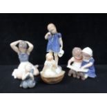 BING & GRONDHAL PORCELAIN FIGURES - BROTHER AND SISTER READING AND STANDING GIRL
