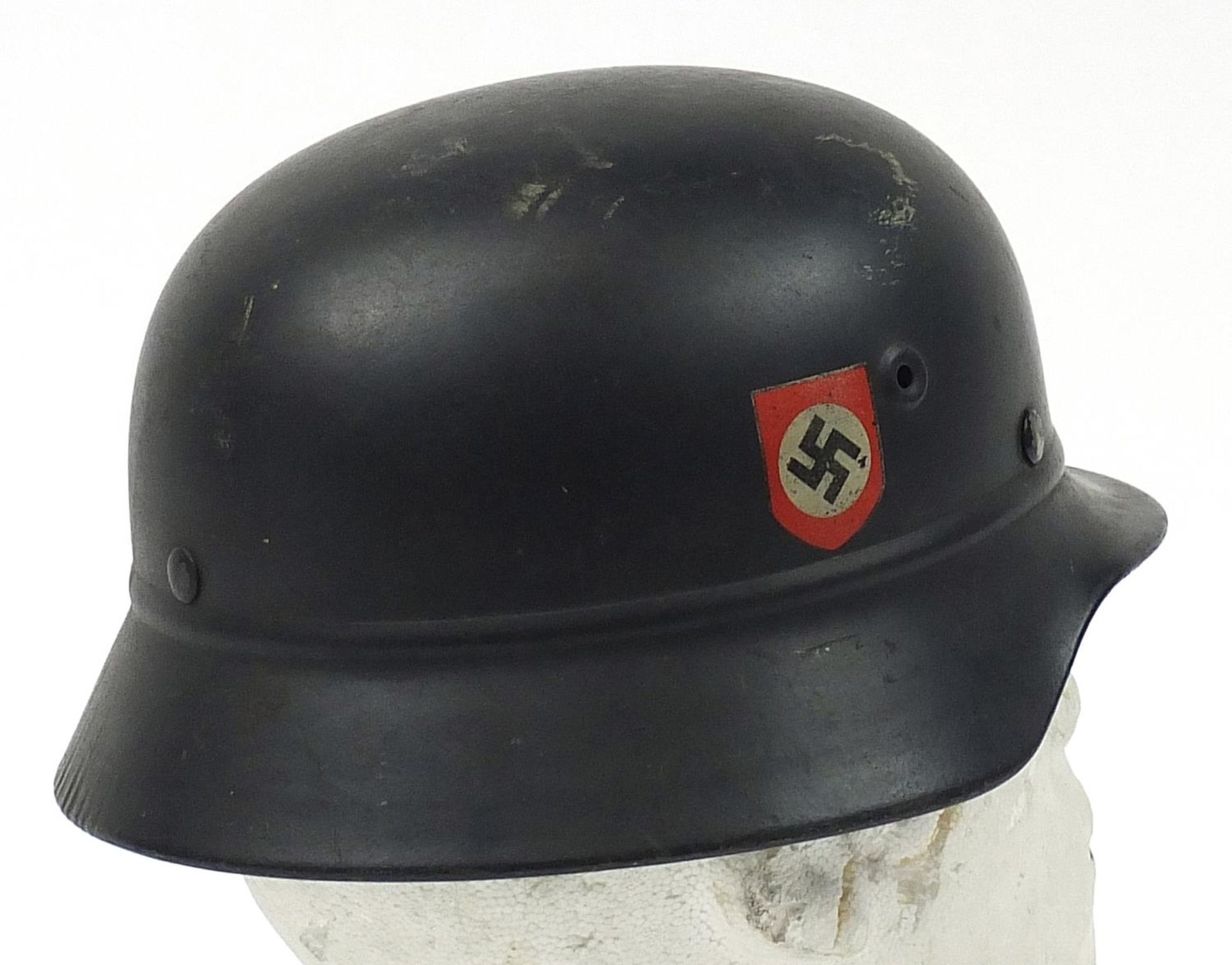 German military interest Luftschutz Police M40 helmet with liner, impressed marks to the interior - Image 2 of 3