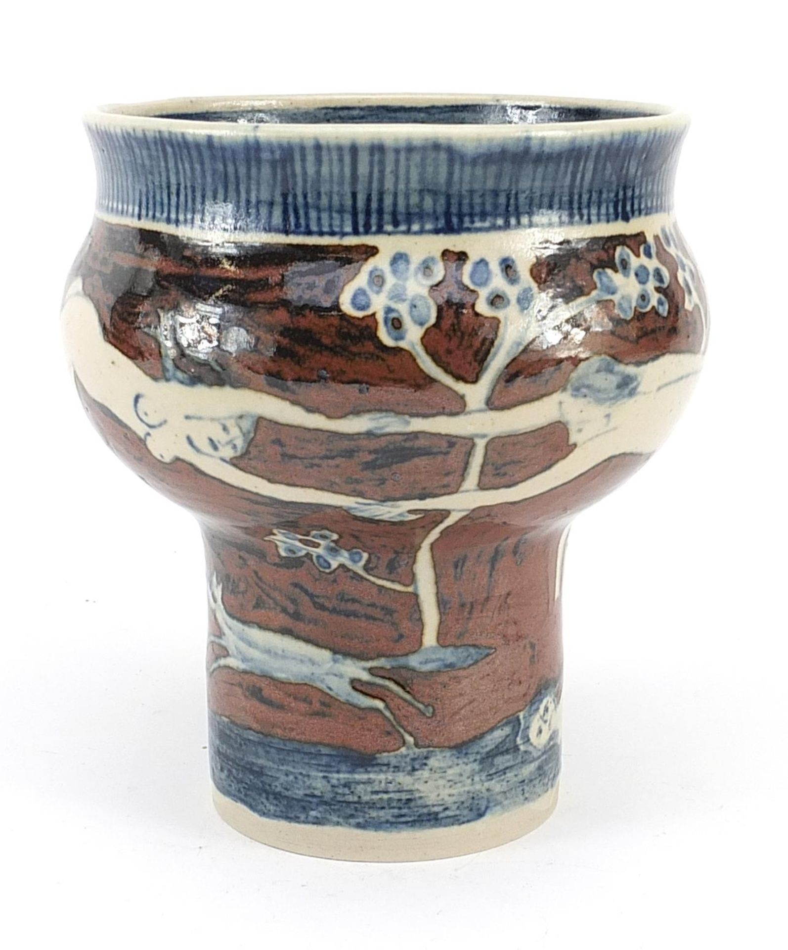 Eric James Mellom stoneware vase hand painted with nude females titled Tenderness Being in Love,