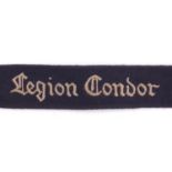 German military interest Luftwaffe Condor Legion cuff title, 42.5cm wide
