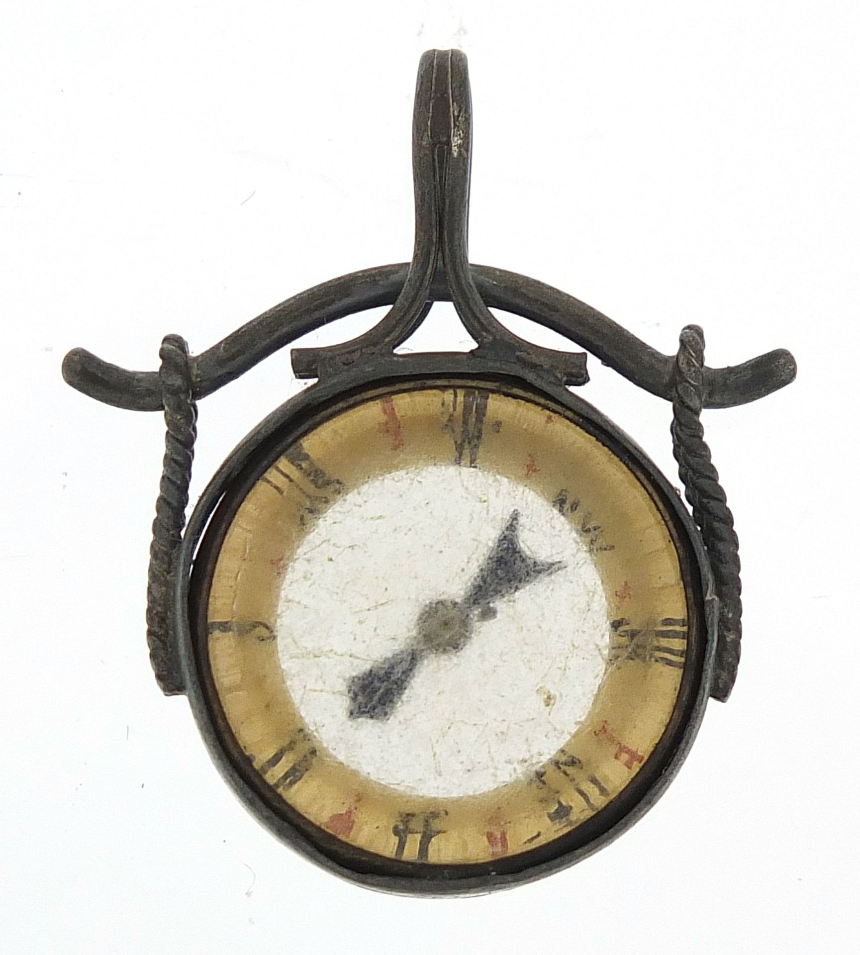 Victorian silver compass fob, Birmingham 1876, 3.2cm high, 7.2g