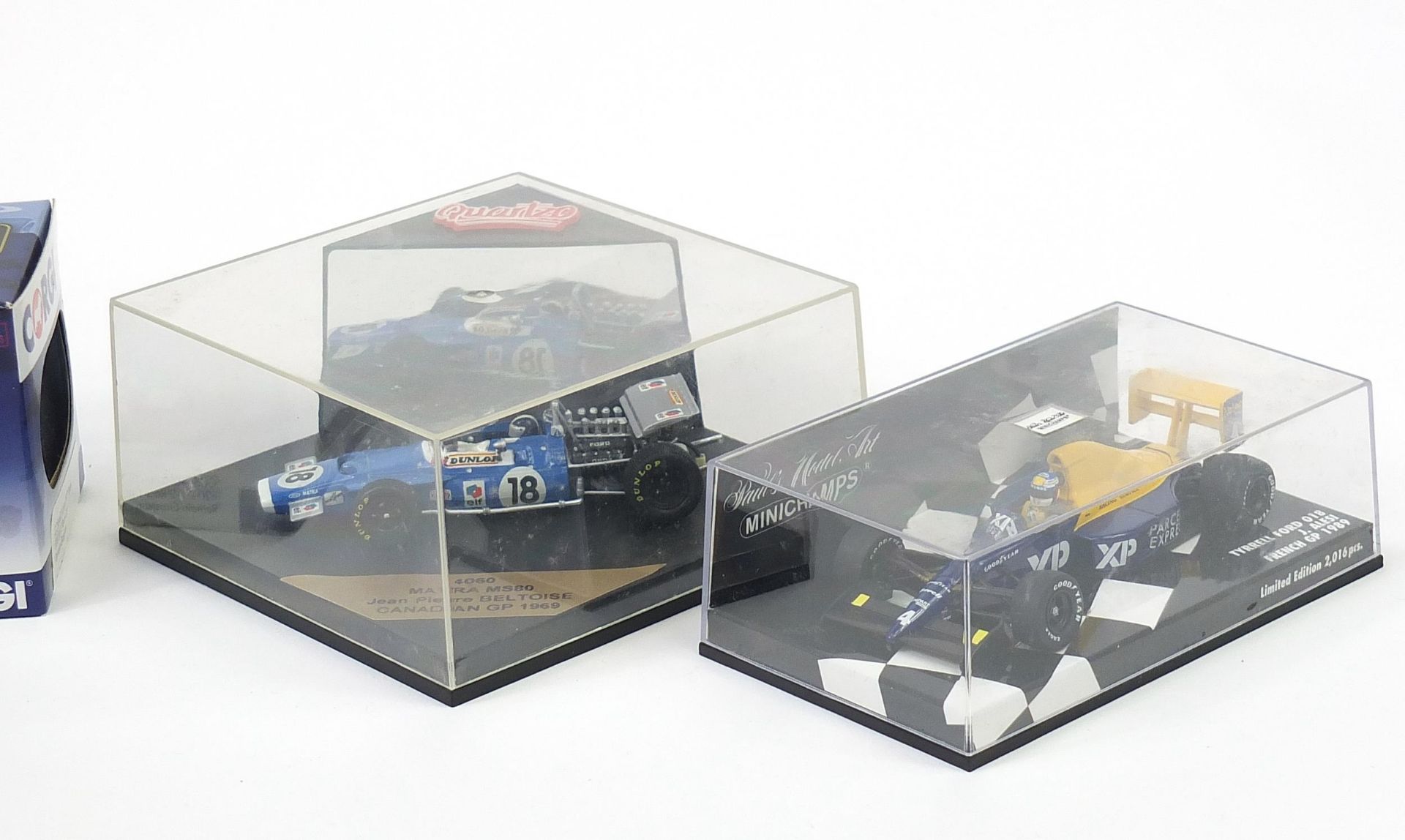 Diecast racing vehicles with case including Minichamps, Corgi and Quartzo - Image 4 of 4