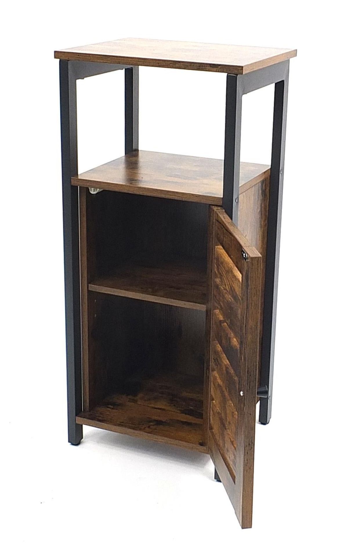 Industrial wooden and metal side cabinet with cupboard base, 81cm H x 37cm W x 30cm D - Bild 2 aus 4