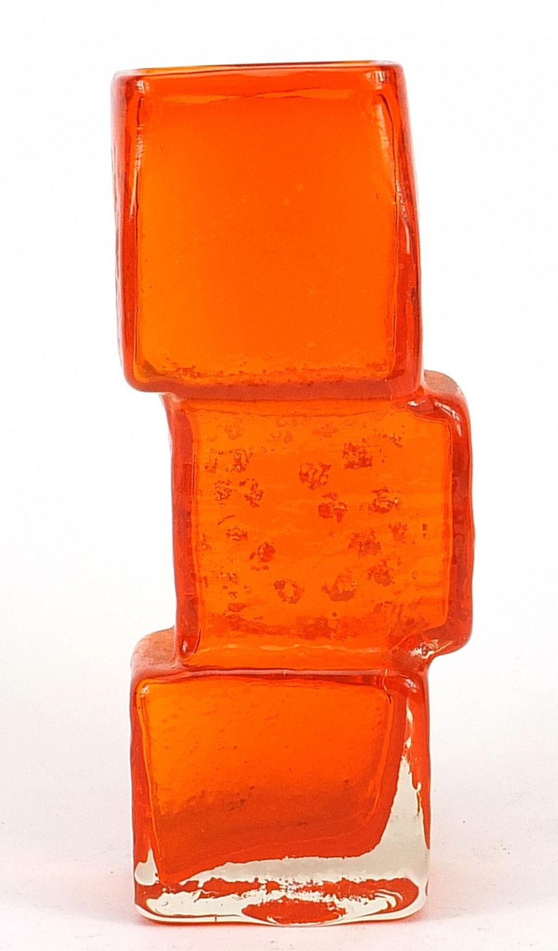 Geoffrey Baxter for Whitefriars, drunken bricklayer glass vase in tangerine, 21.5cm high Overall - Image 2 of 3