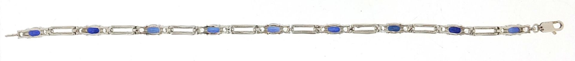 Silver, blue sapphire and cubic zirconia bracelet, 20cm in length, 9.8g - Bild 3 aus 3
