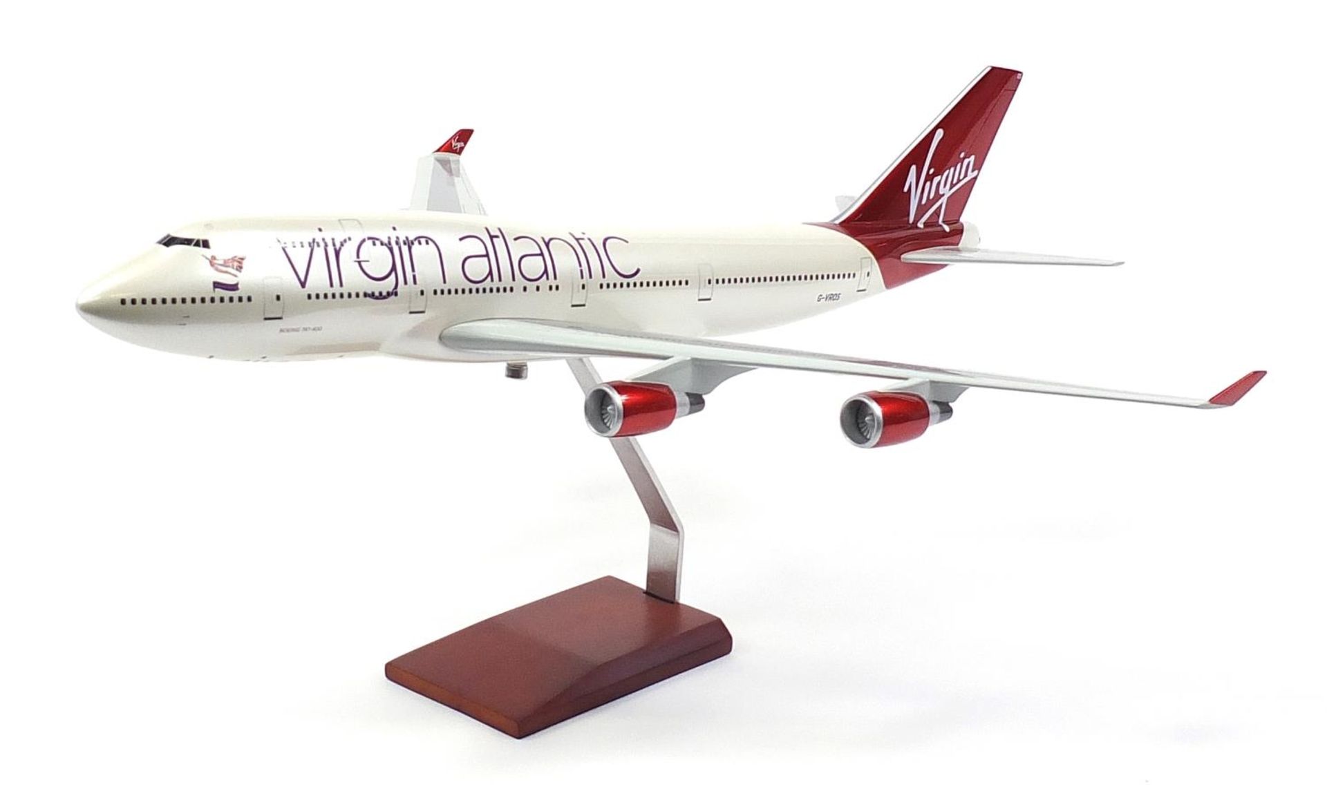 Boeing 747-400 Virgin Atlantic model aeroplane, given to the vendor as a retirement gift, 72cm in