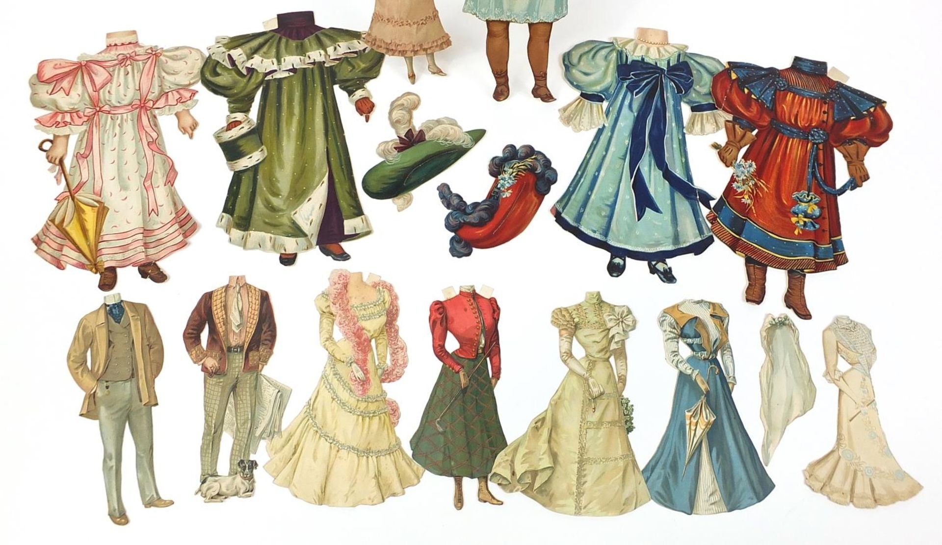 Group of Rafael Tuck & Sons lithographic card figural cut outs, the largest approximately 28cm high - Image 3 of 3