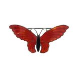 H C Ostrem, Norwegian Sterling silver and enamel OXO butterfly brooch, 4.8cm wide, 5.2g