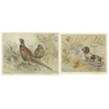 Henry Wilkinson - Pheasants and gun dogs, pair of pencil signed etchings in colour, limited