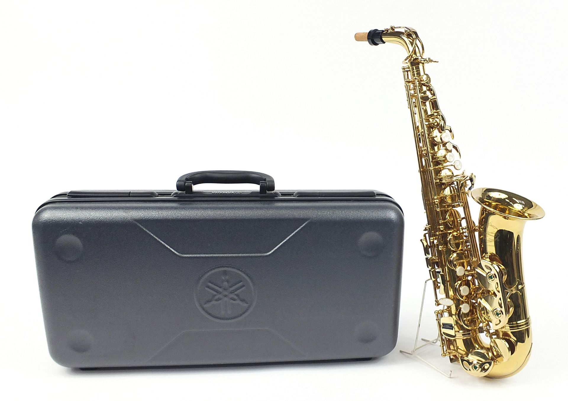 Artemis MKII brass saxophone numbered 0106449, housed in a fitted case