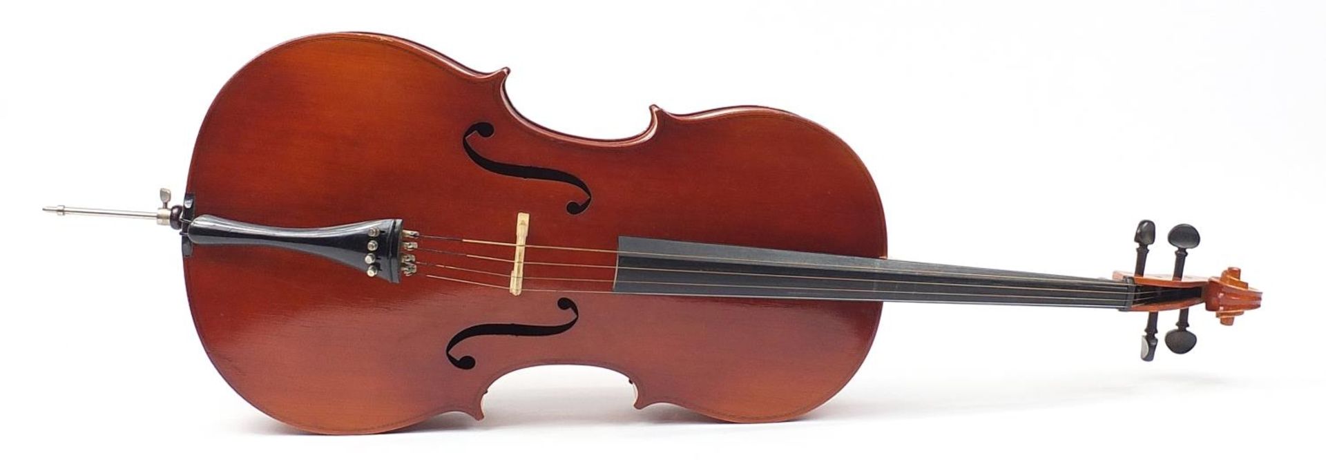 Wooden half size cello with case, the back 78cm in length