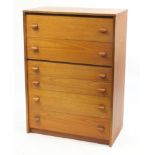 John & Sylvia Reid for Stag Furniture, vintage teak six drawer Cantata chest, 107cm high x 77cm W