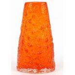 Geoffrey Baxter for Whitefriars, volcano glass vase in tangerine, 18cm high Overall in generally