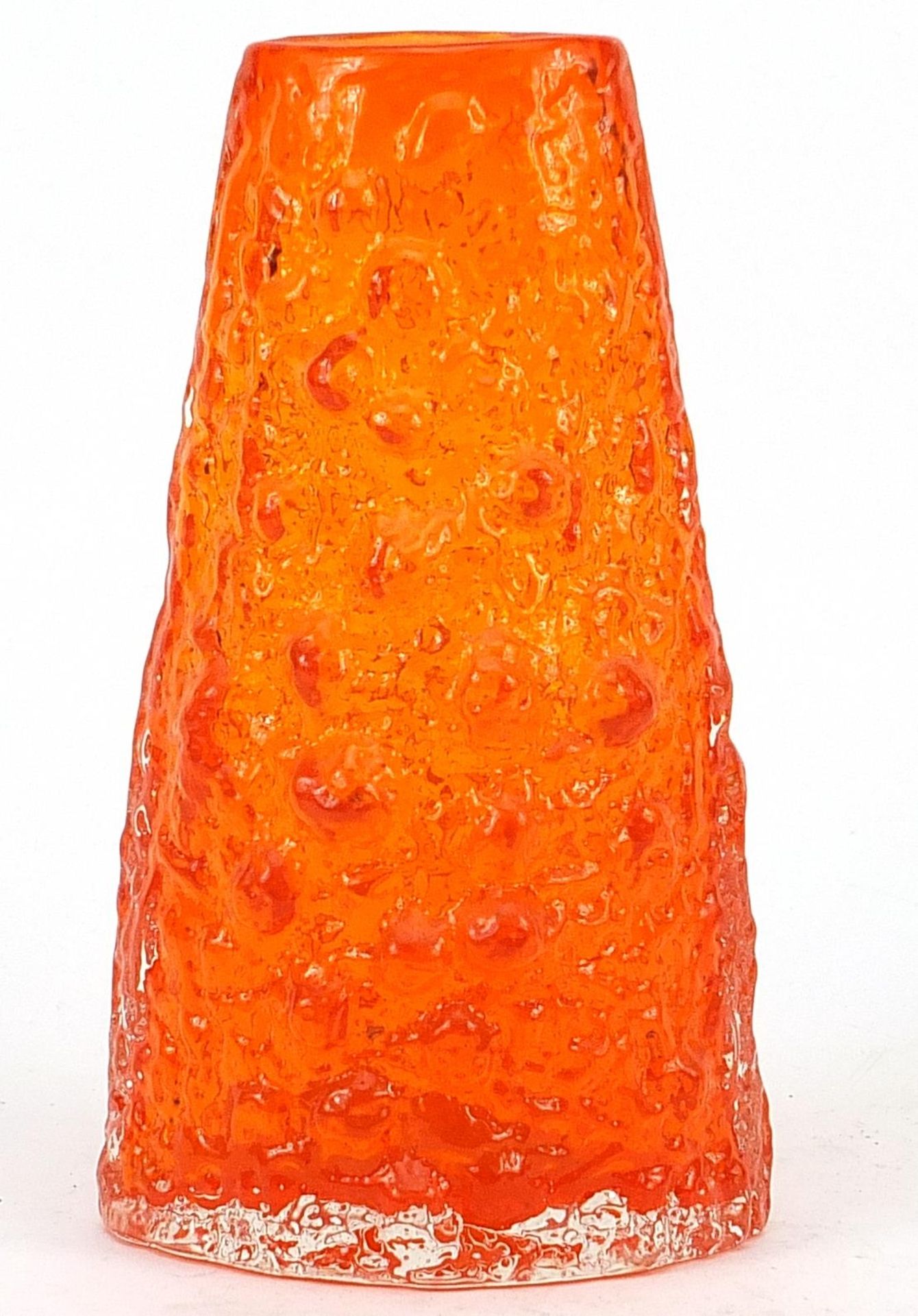 Geoffrey Baxter for Whitefriars, volcano glass vase in tangerine, 18cm high Overall in generally