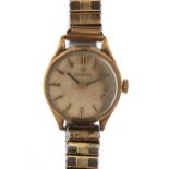 Omega, ladies 9ct gold wristwatch, 19mm in diameter