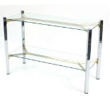 Contemporary chrome and glass console table with under tier, 66cm H x 100cm W x 38cm D
