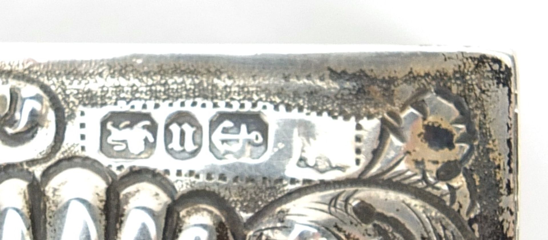 Victorian silver matchbox case with embossed decoration, indistinct maker's mark Birmingham 1887, - Image 4 of 4