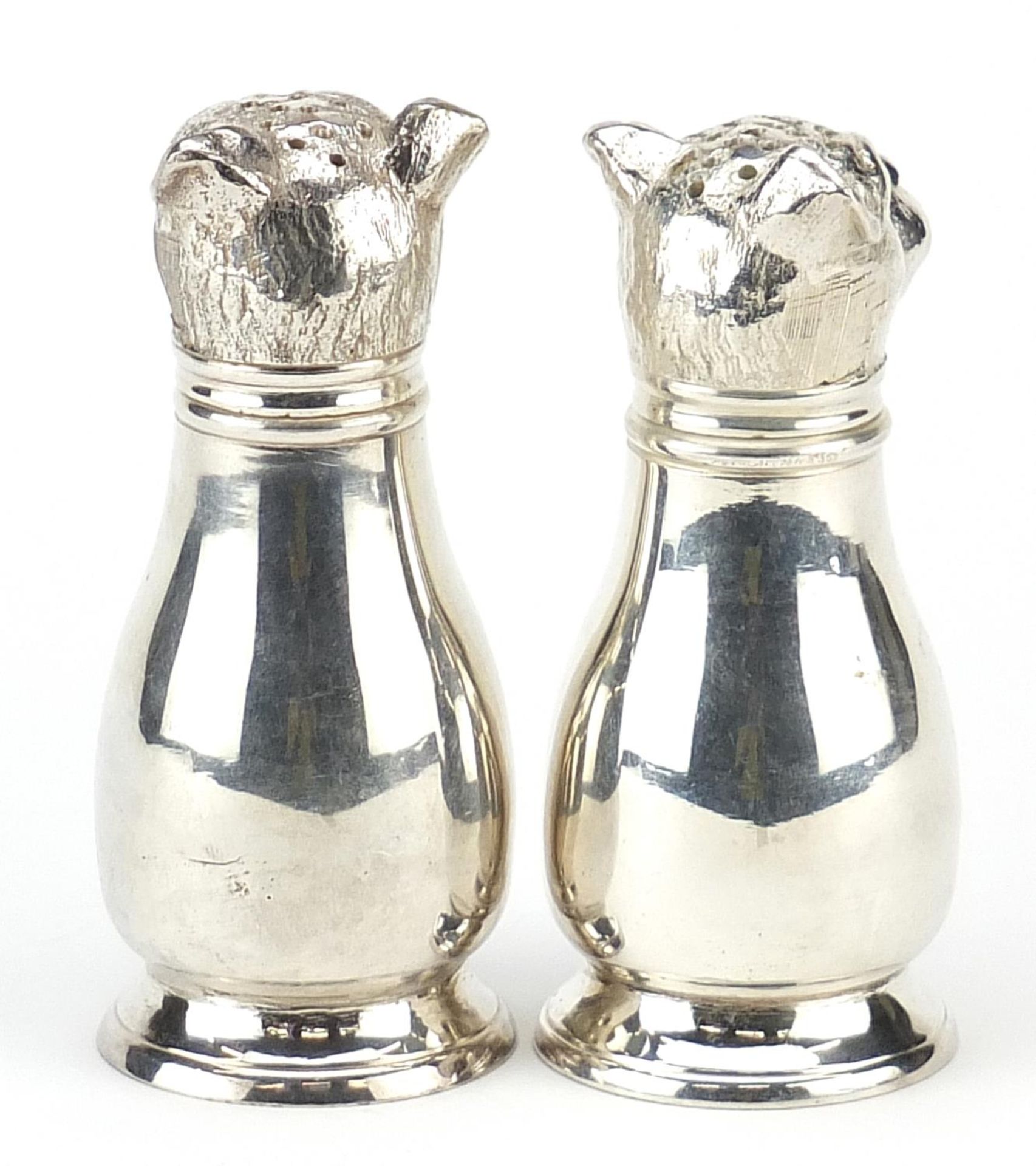 Pair of novelty silver plated casters in the form of French Bulldogs, 10.5cm high Appears to be in - Image 2 of 3