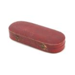 Georgian red leather box with brass mounts, 15.5cm wide
