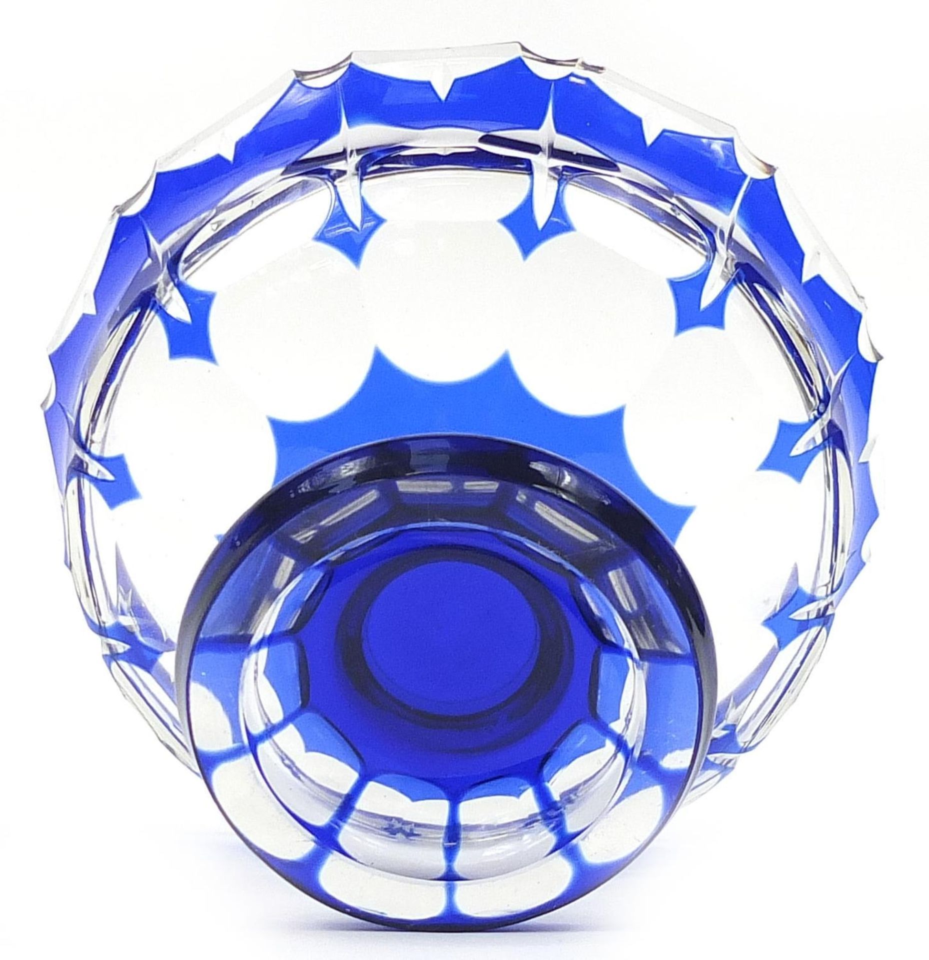 Attributed to Moser, Bohemian blue overlaid glass pedestal bowl, 11cm high x 16cm in diameter - Image 3 of 3