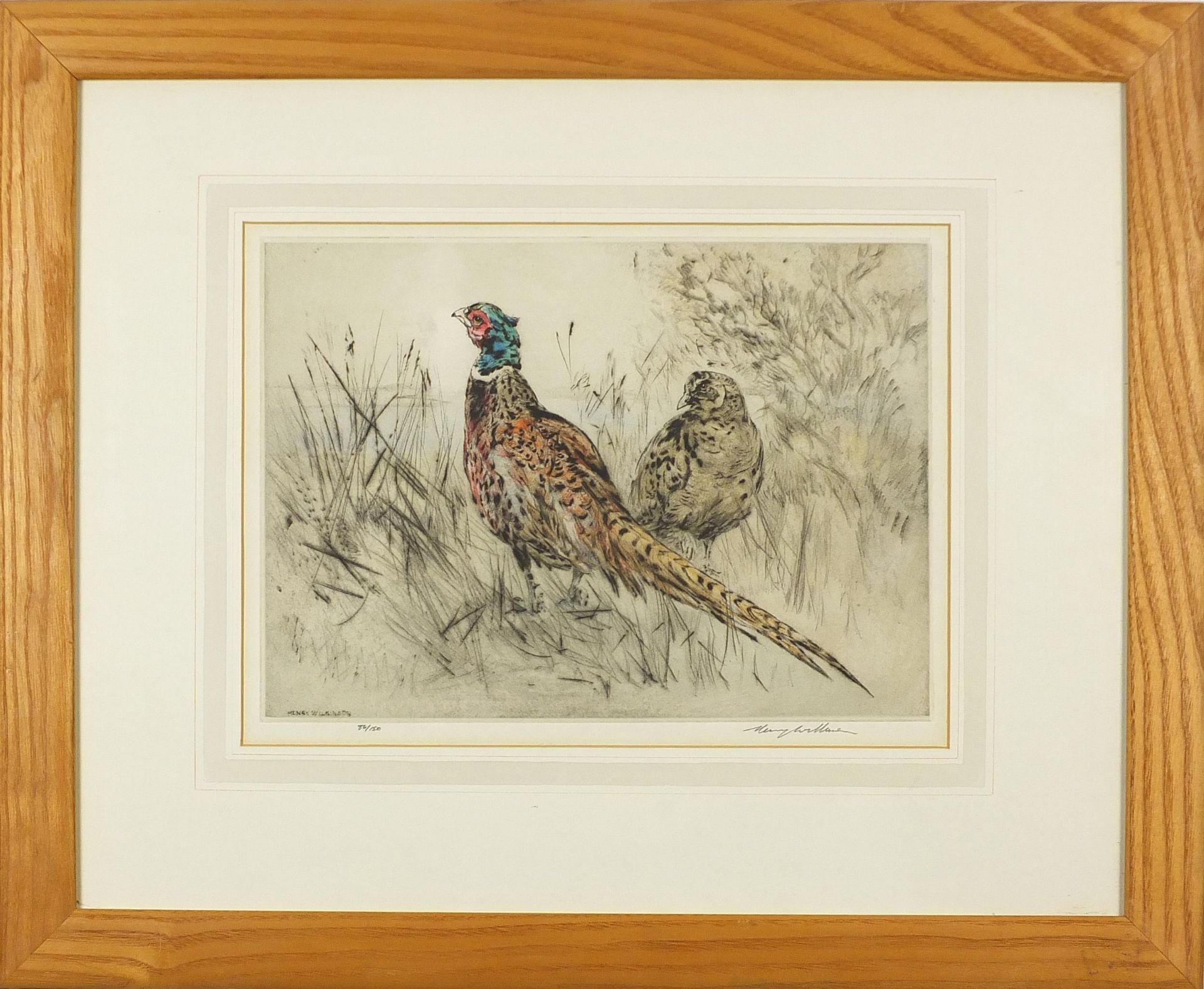 Henry Wilkinson - Pheasants and gun dogs, pair of pencil signed etchings in colour, limited - Image 8 of 11