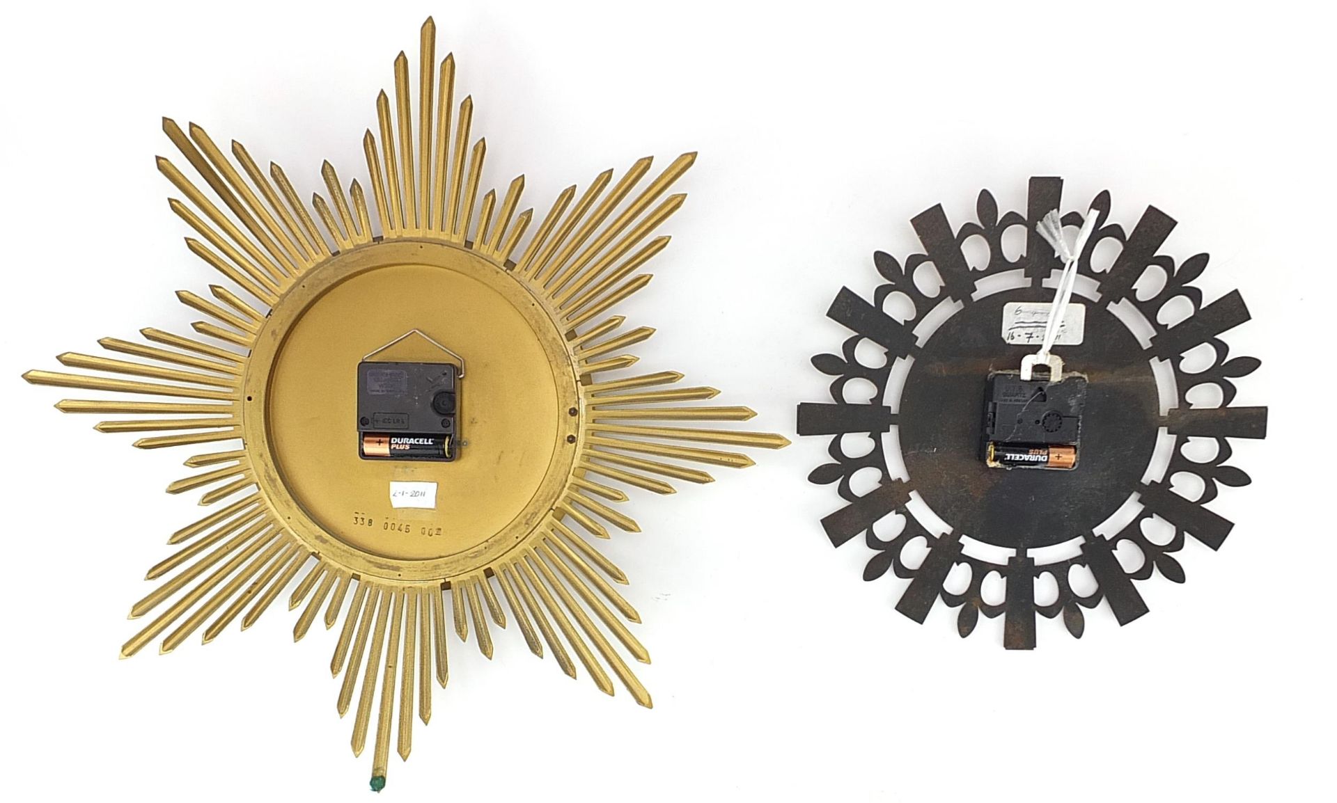 Two vintage wall clocks comprising Junghans electronic Sunburst and Smiths Sectronic, the largest - Image 2 of 2