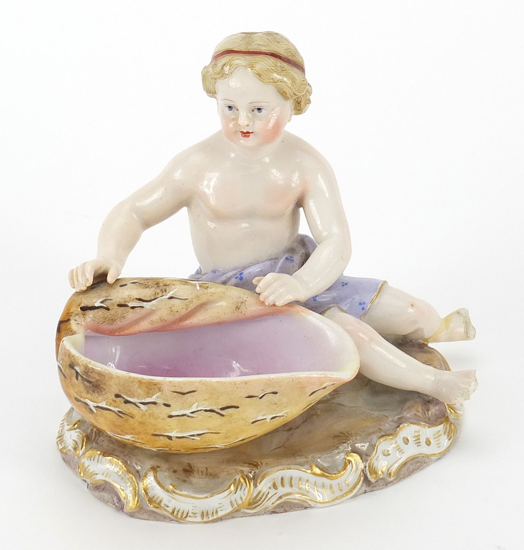 Meissen, 19th century German porcelain figural salt dish of a young girl, 10.5cm high