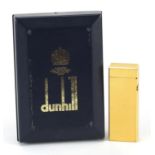 Dunhill gold plated pocket lighter with case, 6.5cm high