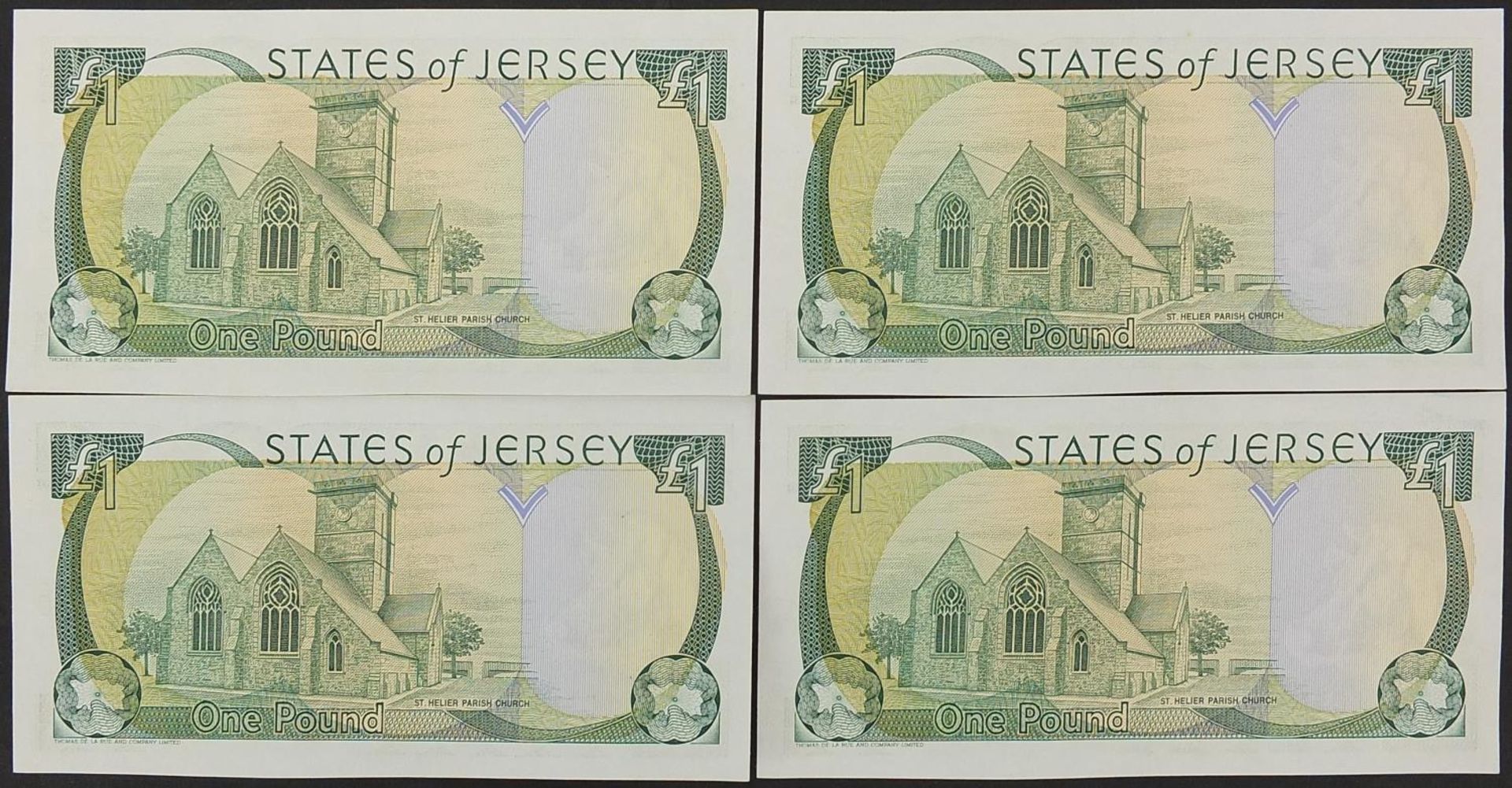 Four States of Jersey one pound notes with consecutive serial numbers - Image 2 of 2