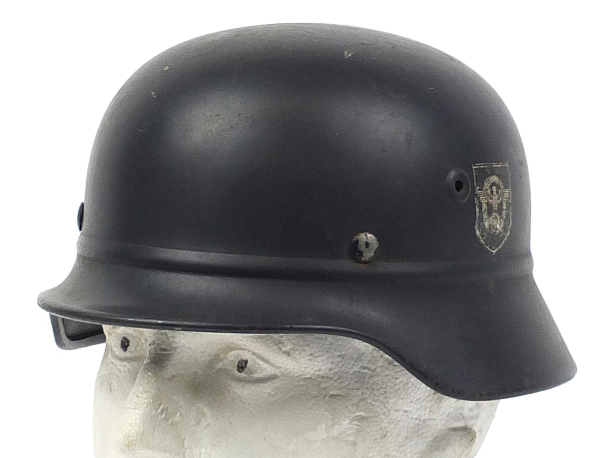 German military interest Luftschutz Police M40 helmet with liner, impressed marks to the interior