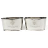 Pair of Champagne buckets with Napoleon Bonaparte and Lily Bollinger mottoes, 18.5cm H x 35cm W x