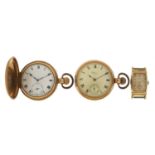 Three watches comprising vintage gentlemen's Gruen wristwatch, gold plated Waltham open face