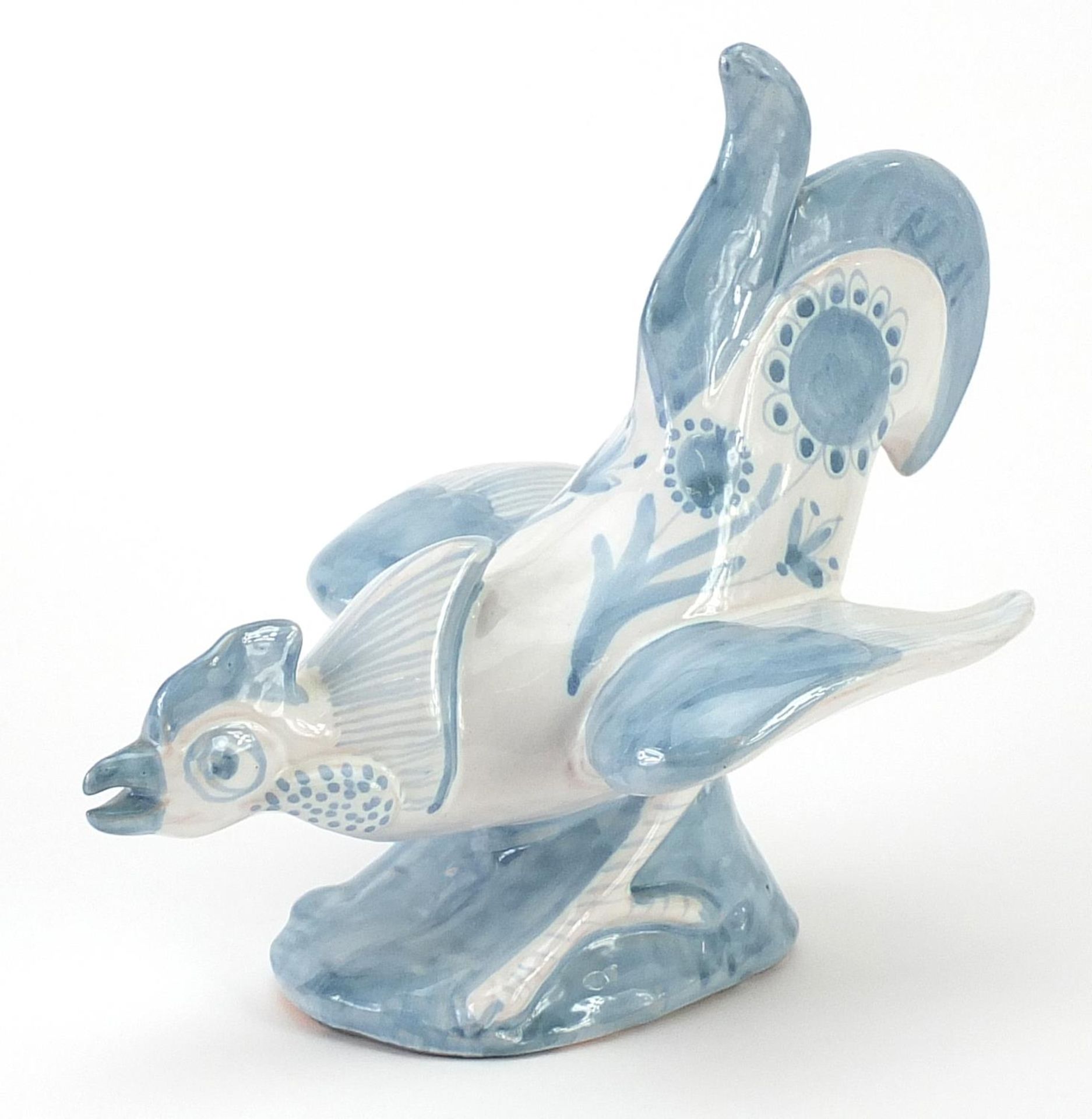 David Sharp for Rye, hand painted pottery cockerel, 24cm in length