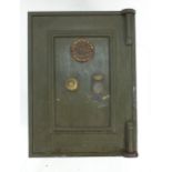 C H Griffiths & Sons cast iron safe with key, 61cm H x 45cm W x 45cm D
