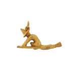 9ct gold witch on a broomstick charm, 2.4cm in length, 3.2g