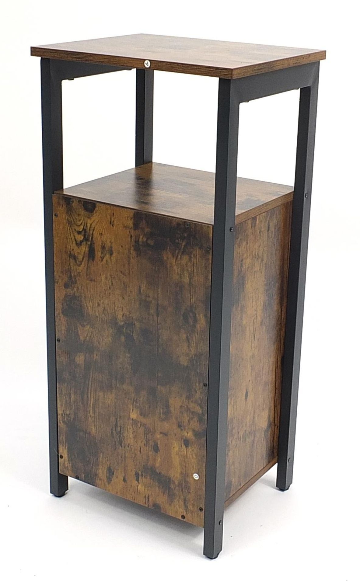 Industrial wooden and metal side cabinet with cupboard base, 81cm H x 37cm W x 30cm D - Bild 3 aus 4