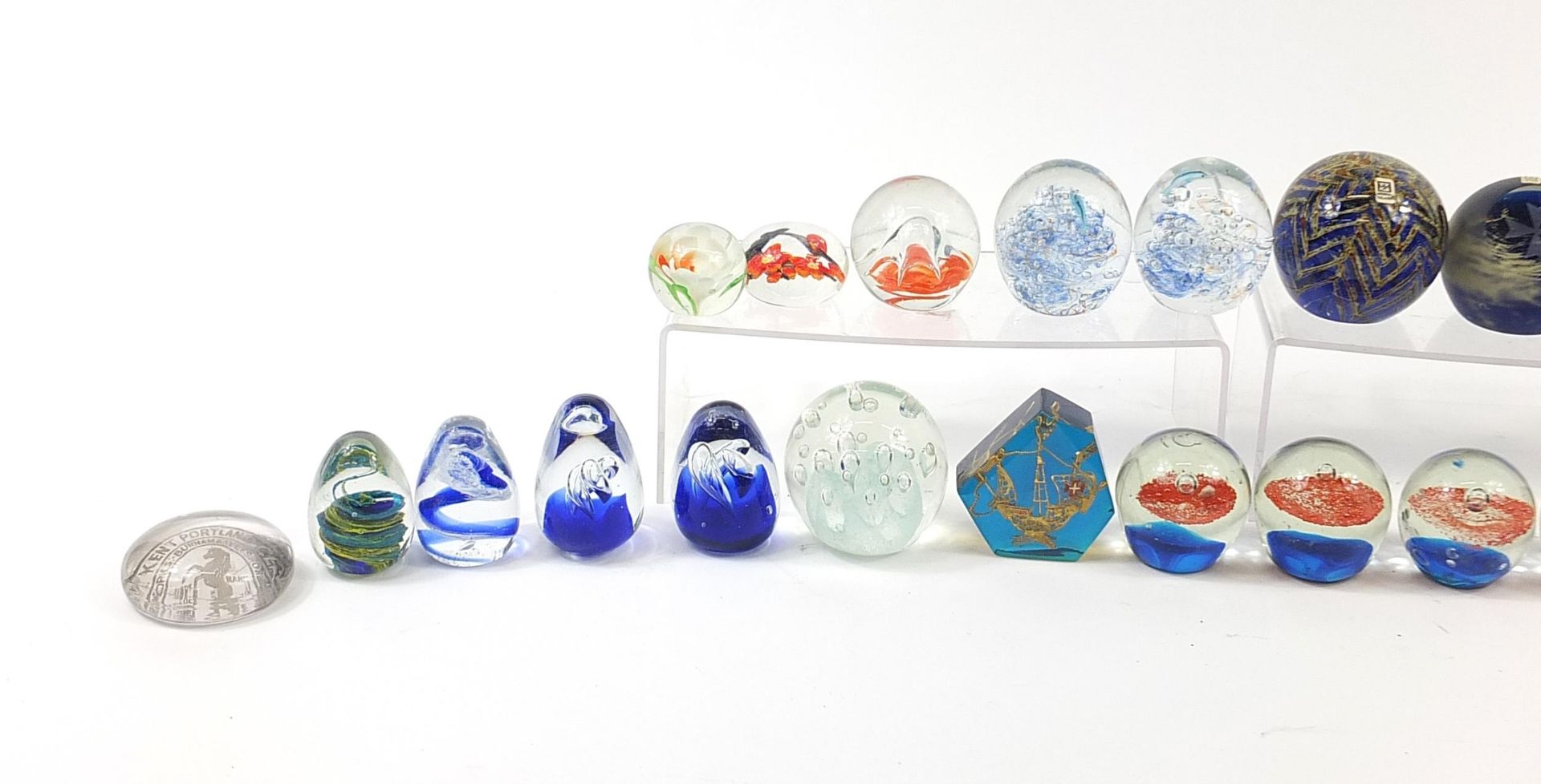 Collection of colourful glass and celluloid paperweights including Mdina, the largest - Image 2 of 3