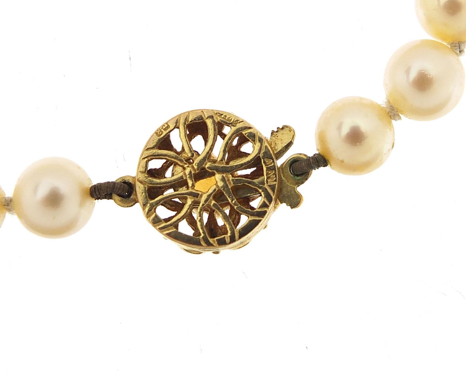 Single string pearl necklace with 9ct gold citrine clasp housed in a K L Brown & Son Ltd Sheffield - Bild 3 aus 5