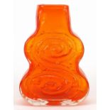 Geoffrey Baxter for Whitefriars, cello glass vase in tangerine, 18.5cm high Overall in generally