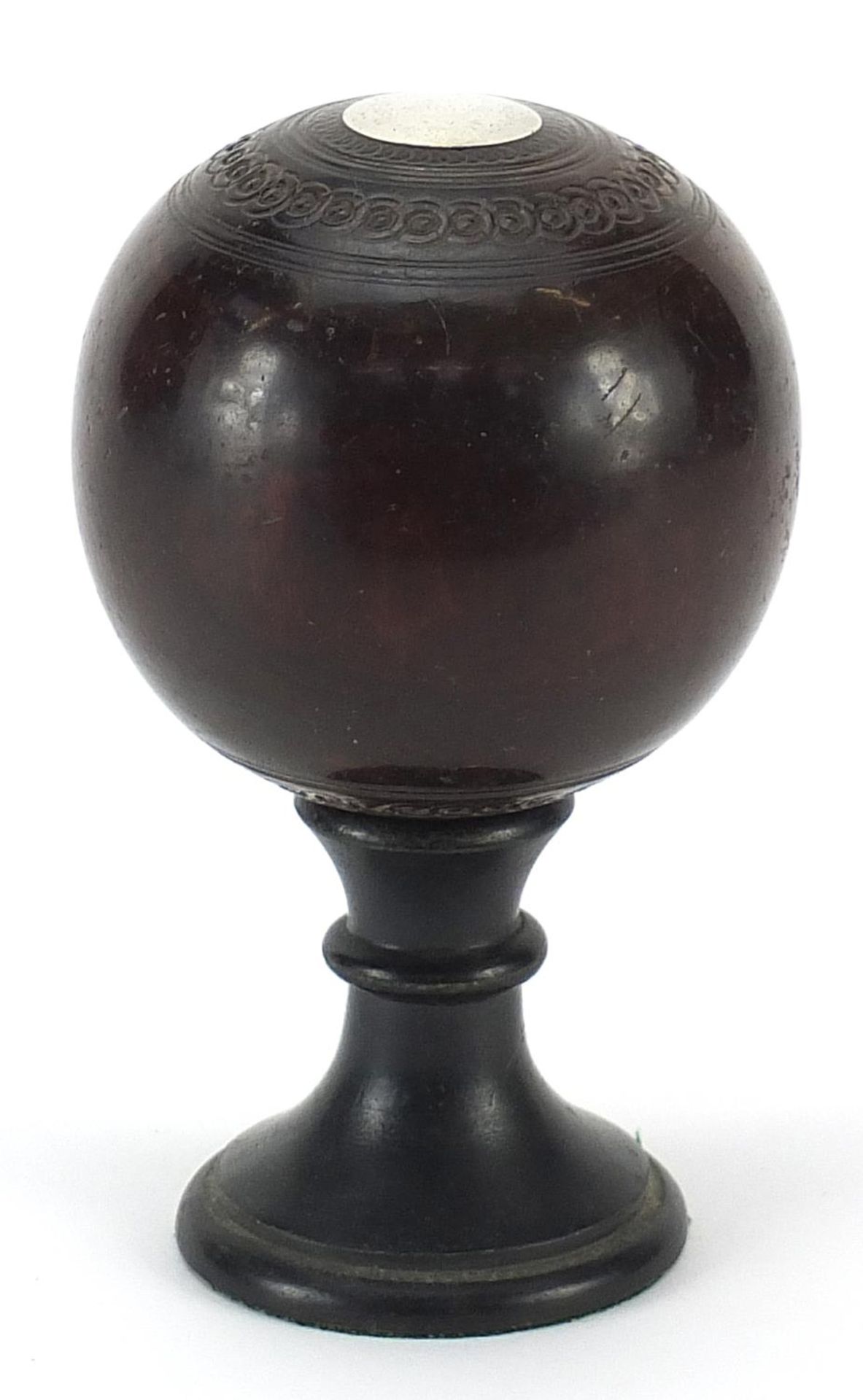 Presentation rosewood bowl by Jaques of London with inset silver plaques on ebonised stand,