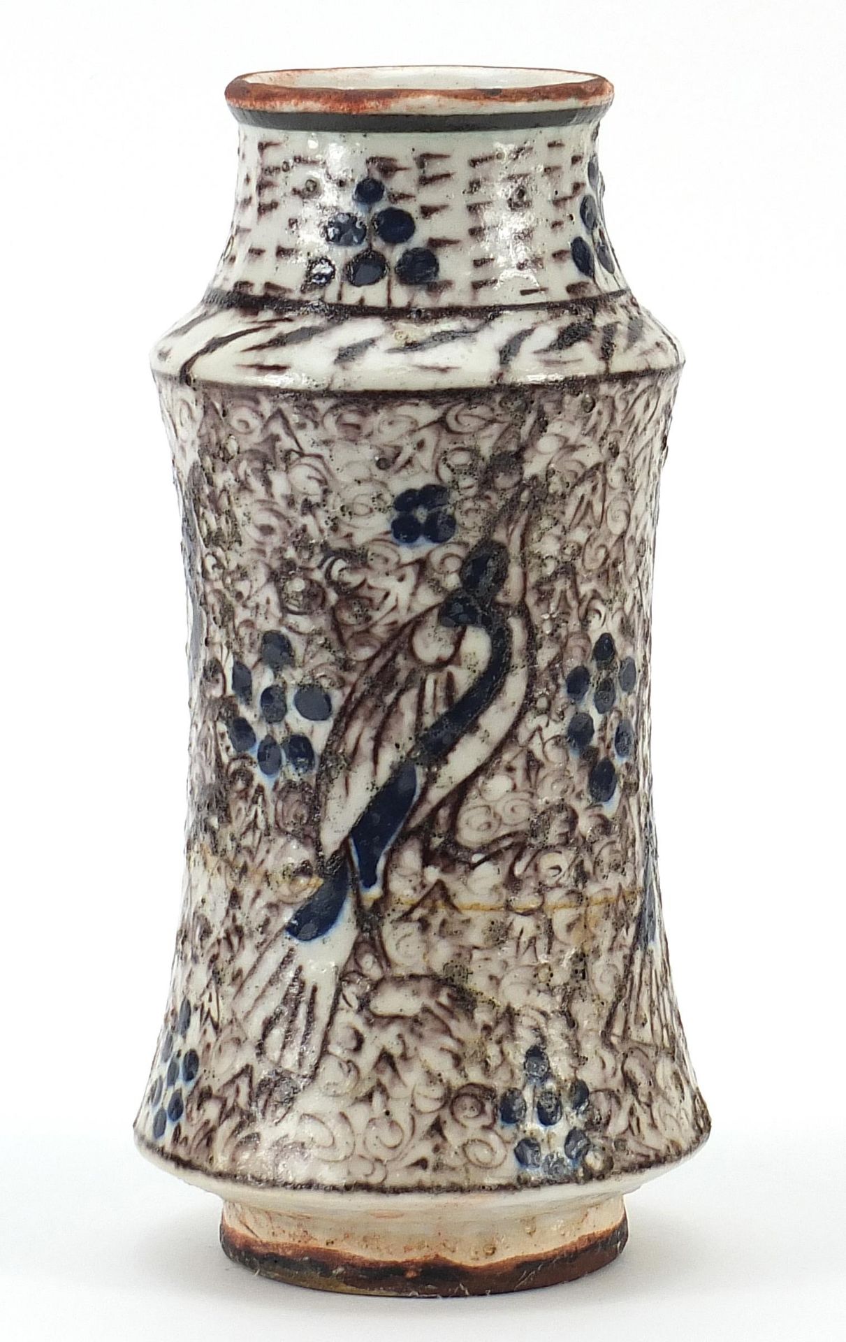 Turkish Iznik Alberello hand painted with birds amongst flowers, 23.5cm high Overall in generally - Image 2 of 3